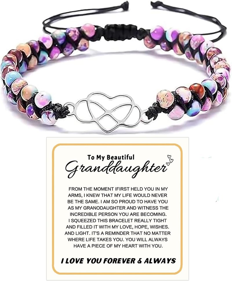 BTZY Store for My Granddaughter “You are Always in Mine Beads“ Bracelet, Natural Emperor Jasper Stone Beaded Wrap Bracelet Duoble Layer for Mind Peace,Bracelet for Granddaughter - Image 1
